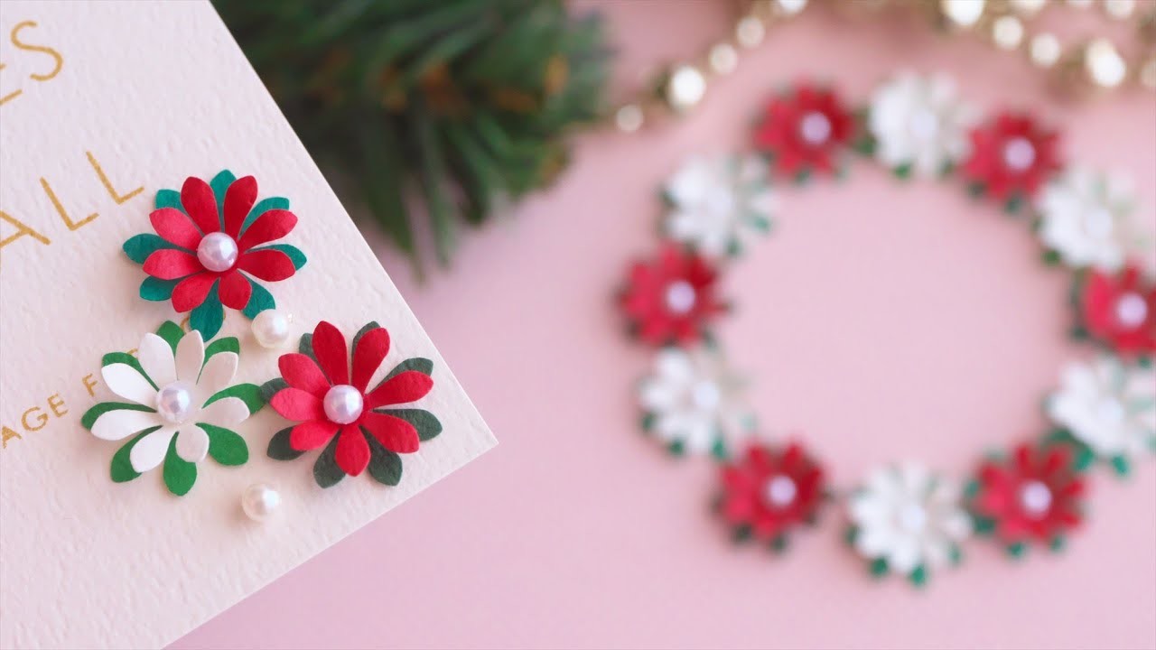 簡単！クラフトパンチで作るクリスマスの小花の作り方 - DIY How to Make Small Christmas Flowers from Paper | Tutorial