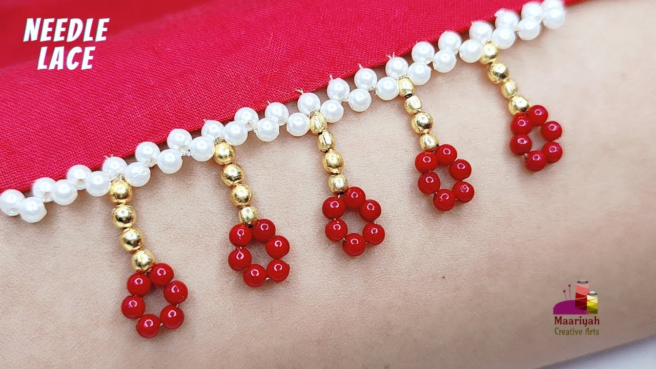 Needle Lace Using Beads | Beautiful & Easy | Sui Dhage se Lace Banaye | नीडल लेस - 613