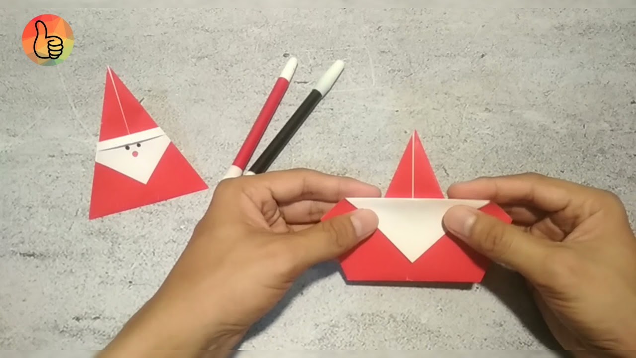 Easy DIY origami Santa - moelai || Cara membuat origami Santa