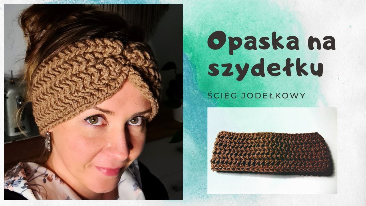 Opaska na szydełku, ścieg jodełkowy. Crochet headband, ear warmer, herringbone stitch.