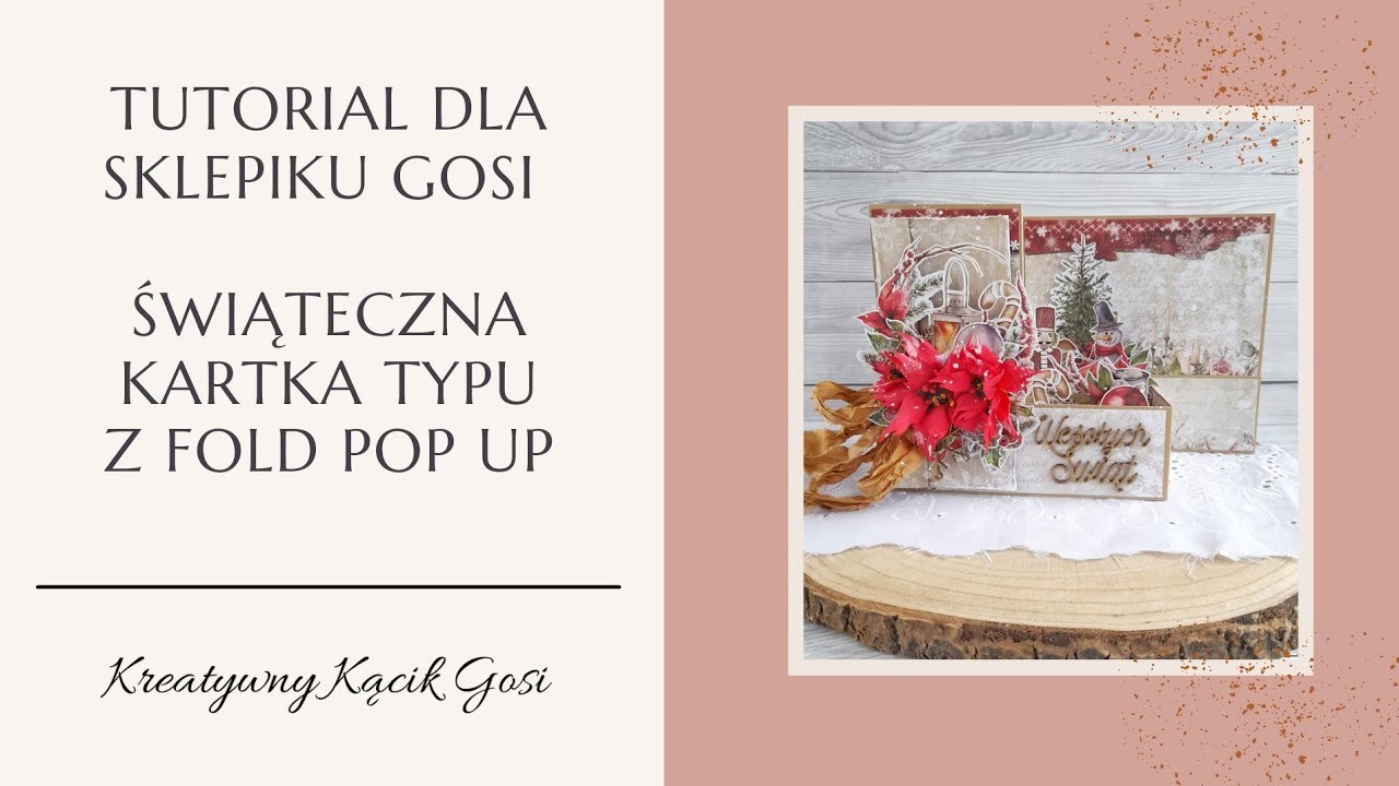 Tutorial dla Sklepiku Gosi. Kartka świąteczna typu Z fold pop up.Craft O'Clock