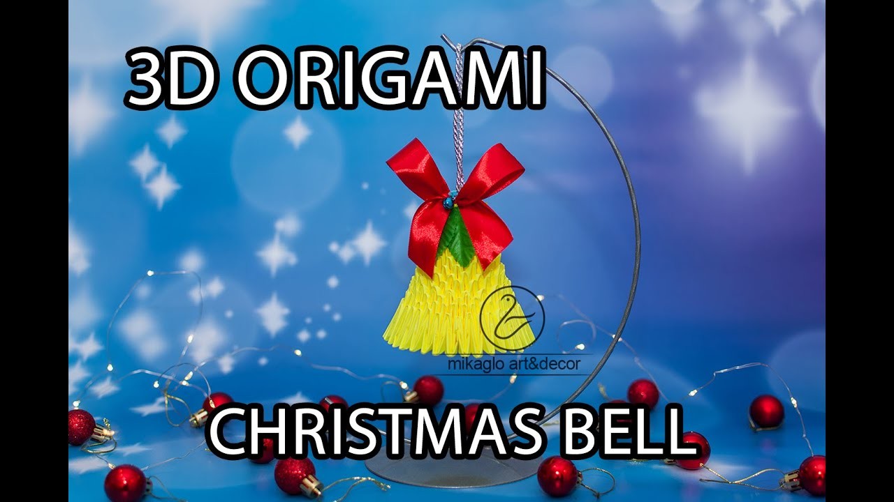 Easy 3d origami christmas bell ???? Dzwonek origami 3d łatwy kurs na świąteczną dekorację