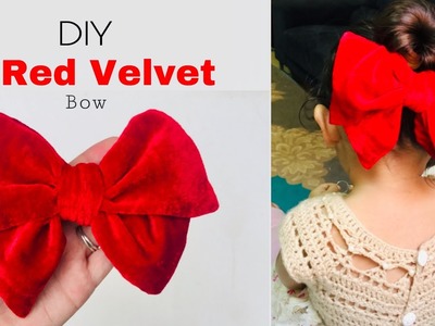 DIY No Sew Velvet Bow????Handemade pinwheel Bow#VelvetBowDIY #FabricBow #RedBow #bowtutorial #hairbow