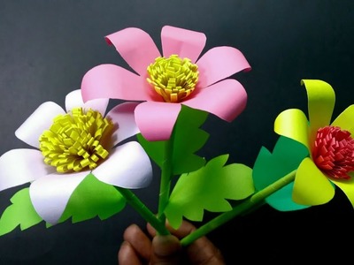 Easy paper flower.handmade craft.decoration ideas.kagojer ful kase banay. কাগজের ফুল।