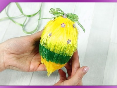 DIY Hairy Easter egg made of ribbon (ENG Subtitles) - Speed up #722