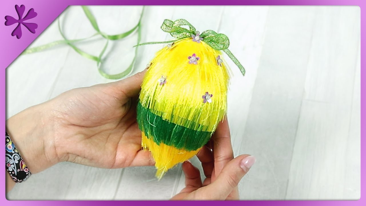 DIY Hairy Easter egg made of ribbon (ENG Subtitles) - Speed up #722