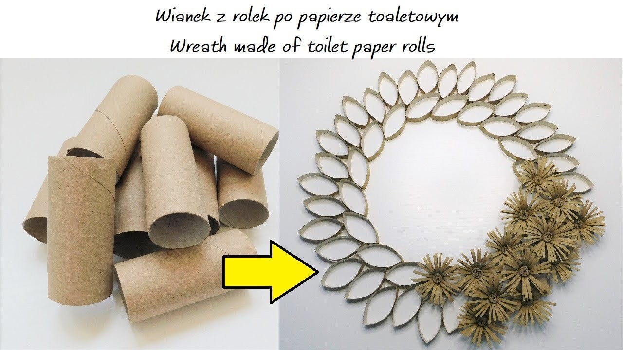 Rękodzieło DIY z Rolek po Papierze Toaletowym. Wianek z Papierowych Rolek