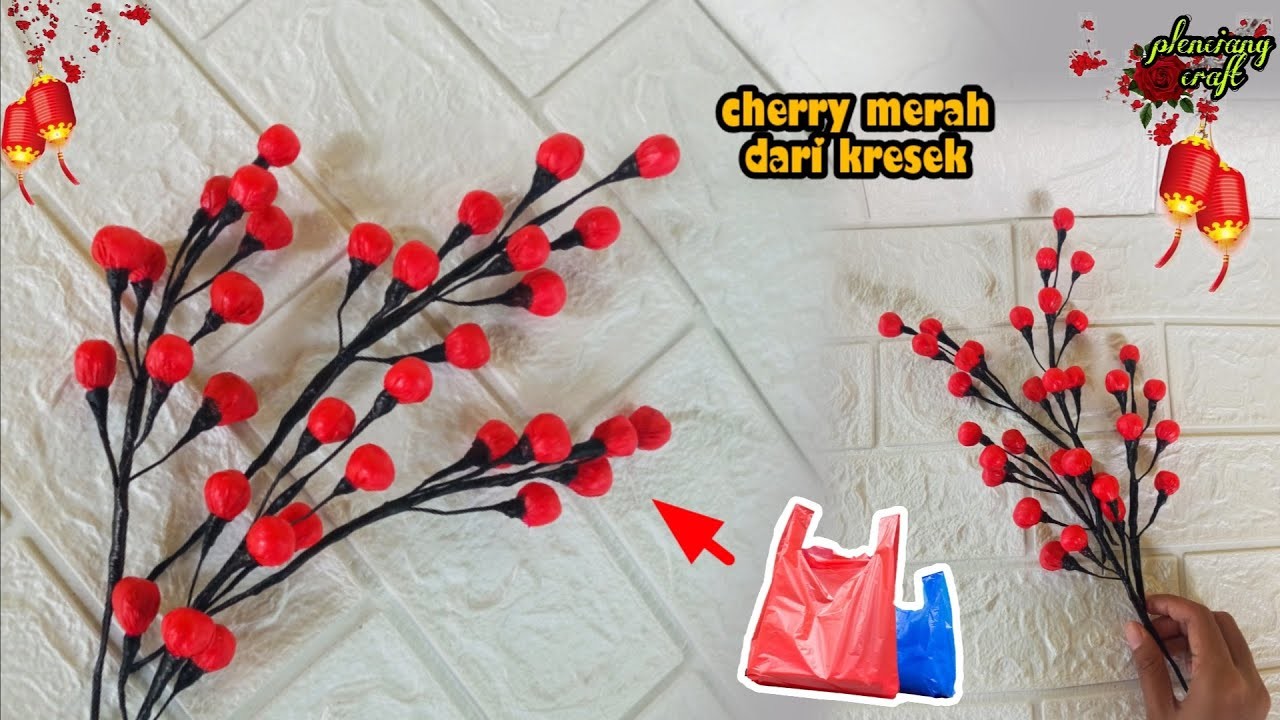 Cherry merah dari kresek ||dekorasi imlek|| chinese new year