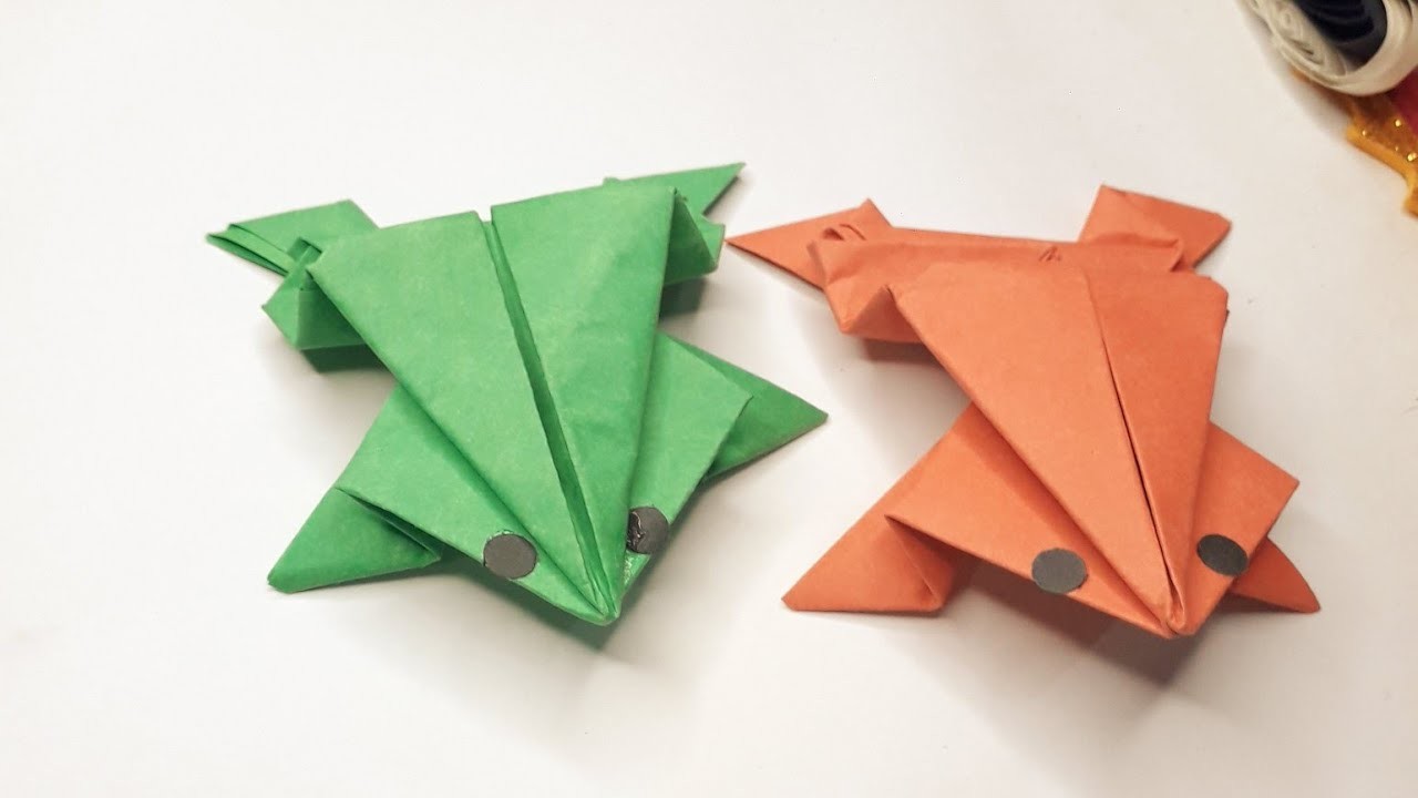 DIY Jumping Frog Origami. Paper Jumping Frog. Paper Frog Making. Paper Frog by fiza craft paper