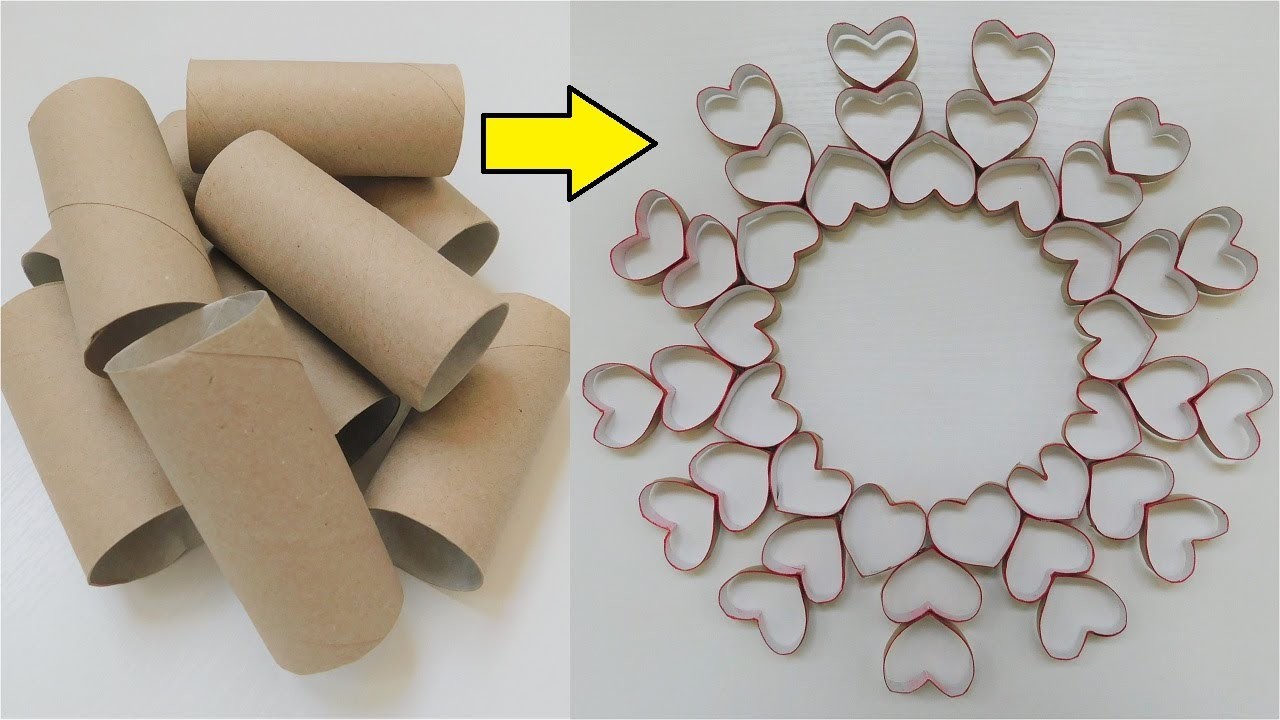 Łatwe Walentynkowe Rękodzieło DIY z Rolek po Papierze Toaletowym. Wianek z Papierowych Rolek