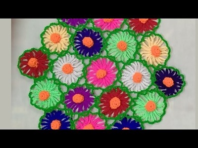 Easy & Beautiful 3d Flower Thalpos #क्रोसिया थालपोश #crosia