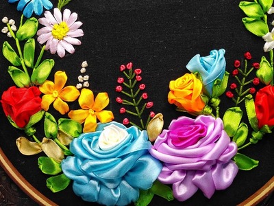 Hand Ribbon Embroidery | কুশন কভার ডিজাইন | EZY KAJ |