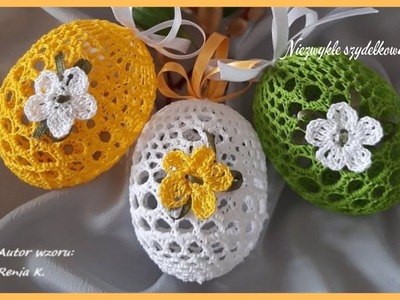 Jajeczka siateczka 3D-8cm i na akryl- 8cm, szydełko . Author Renia K. Crochet Easter eggs, tutorial
