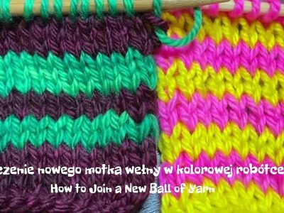 Łączenie motka w robótce kolorowej dzierganej na płasko || How to Join a New Ball of Yarn