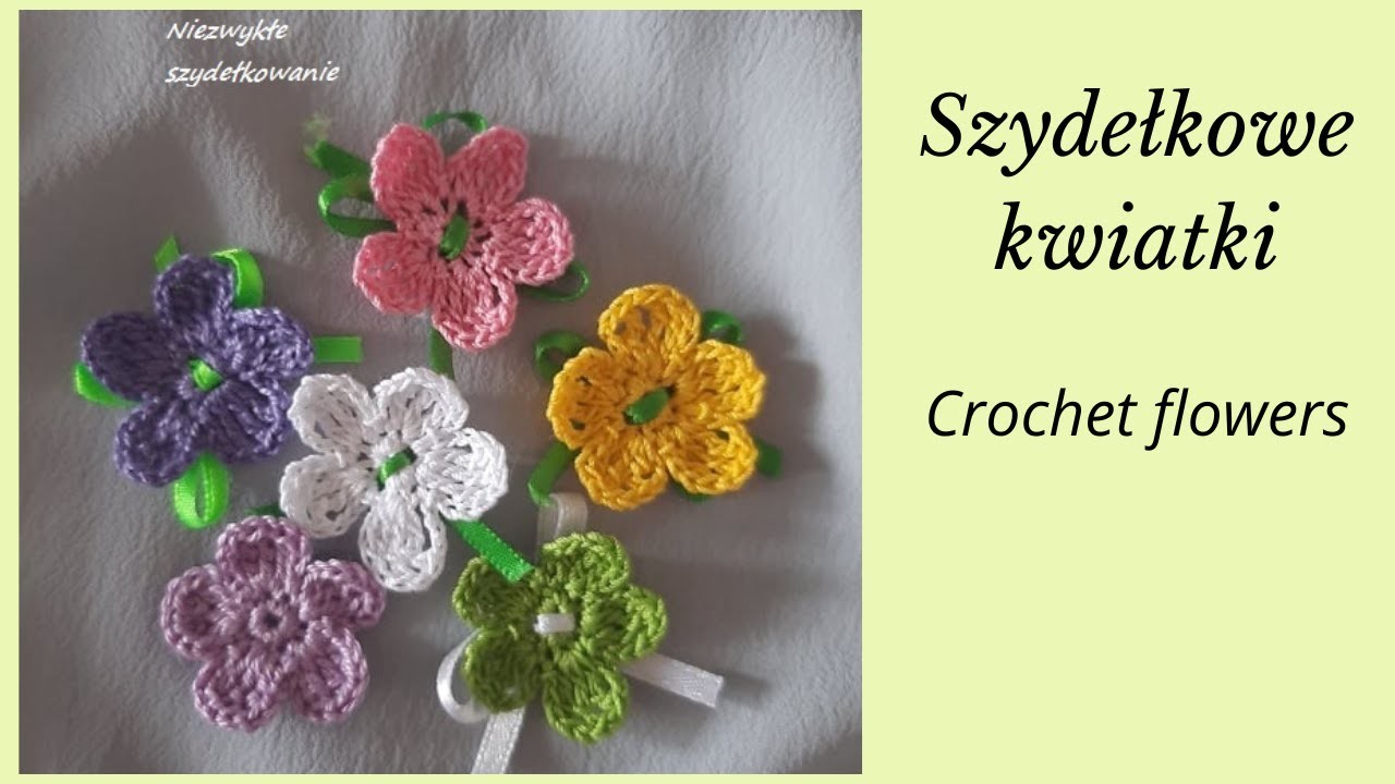 Małe kwiatki do ozdabiania jajeczek, koszyczków, wianków i innych szydełko. Flowers crochet tutorial