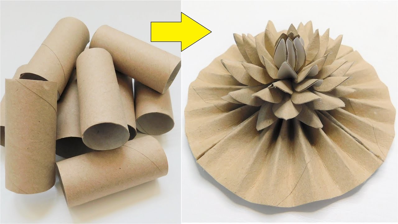 Kwiat Lotosu z Papierowych Rolek. Pomysł na Rękodzieło DIY z Rolek po Papierze Toaletowym