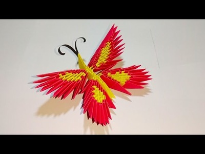 Origami motyl krok po kroku. how to make a origami butterfly tutorial 3D. কাগজের প্রজাপতি.