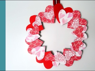 Wianek z papierowych serc (DIY Wreath of paper hearts)