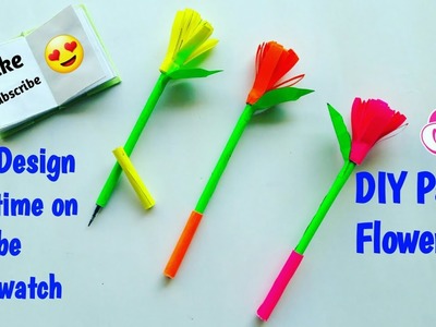 Easy Origami Paper Flower Pen | Paper Flower Pen | DIY Origami crafts| Paper craft |school craft