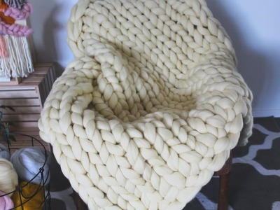 Jak zrobić pled z wełny czesankowej, armknitting. How to make a chunky blanket, giant knit.