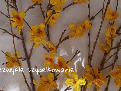 Kwiaty forsycji ( szydełkowe). Flowers of forsythia ( crochet tutorial).No 1