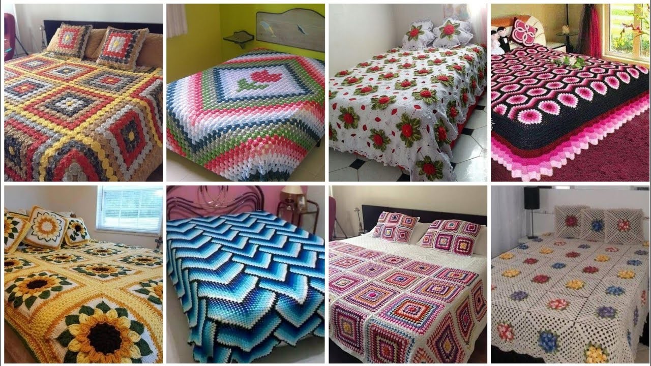 Latest So Classy Crochet Granny Square Lace Pattern Bedsheets Designs Collection