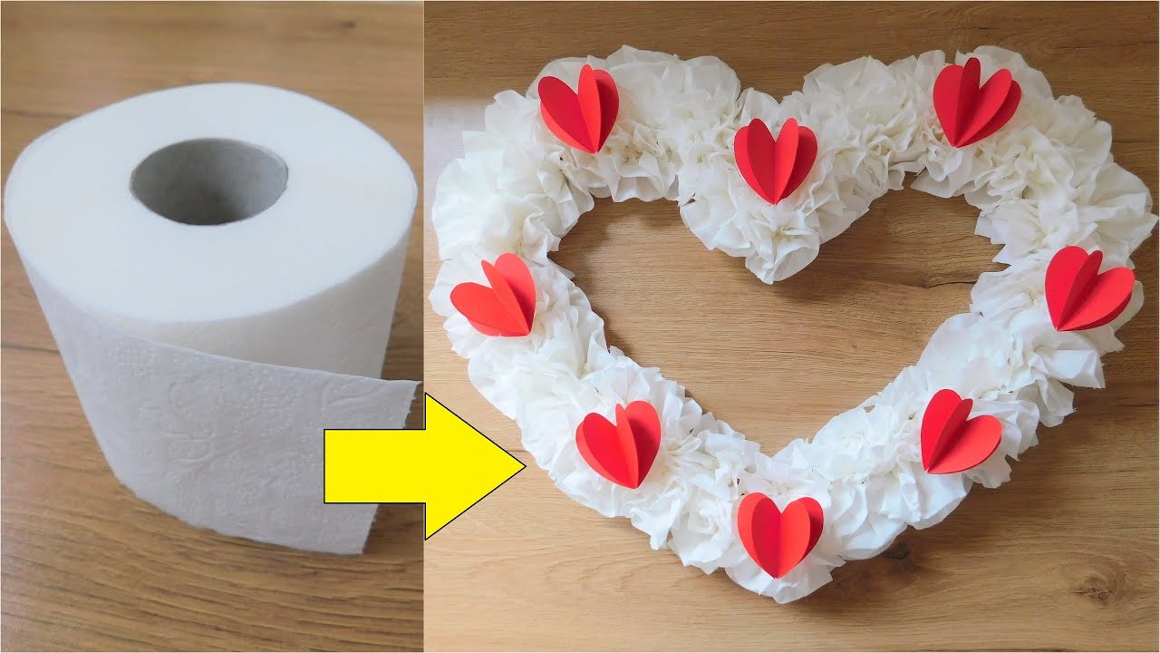 Puszyste Serce 3D z Papieru Toaletowego. Walentynkowe Dekoracje DIY