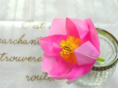 【折り紙】折り紙 蓮の作り方 ＃Origami Lotus Flower＃壁面飾り＃テーブル飾り＃折り紙