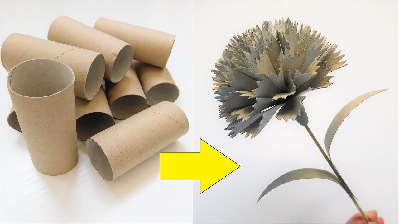 Goździk z Rolek po Papierze Toaletowym. Łatwy Kwiat DIY z Papierowych Rolek