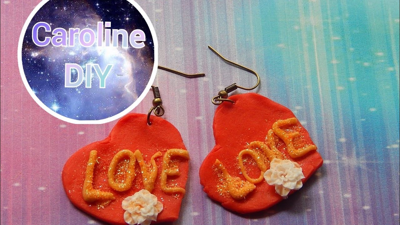 Romantyczne kolczyki serca na walentynki DIY.heart earrings for Valentine's Day made of polymer clay