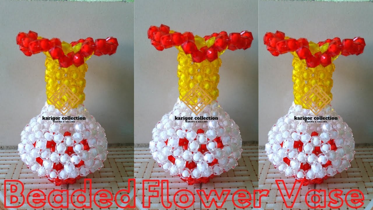 পুতির ফুলদানি.How to make beaded flower vase