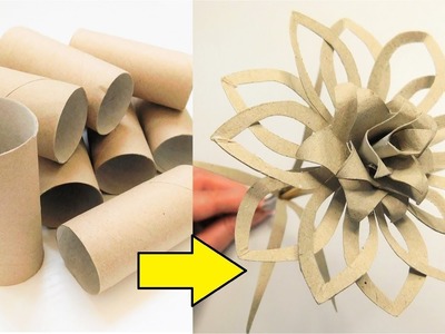 Ażurowy Kwiat DIY z Rolek po Papierze Toaletowym. Kwiat z Papierowych Rolek