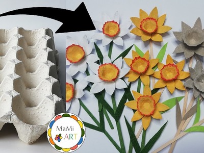 JAK ZROBIĆ KWIATY Z OPAKOWAŃ PO JAJKACH ♻️ Recykling ♻️ Wiosenne kwiaty z recyklingu