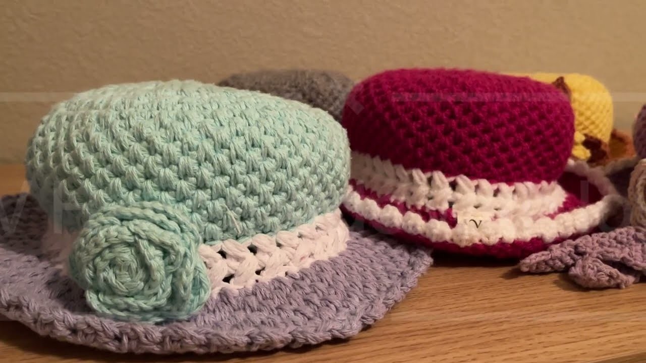 Easy Crochet Hat (Eng Sub) - ဦးထုပ်လွယ်လွယ်ထိုးနည်း EP. 1 #crochet #hat #vhandmadewithlove #ဦးထုပ္