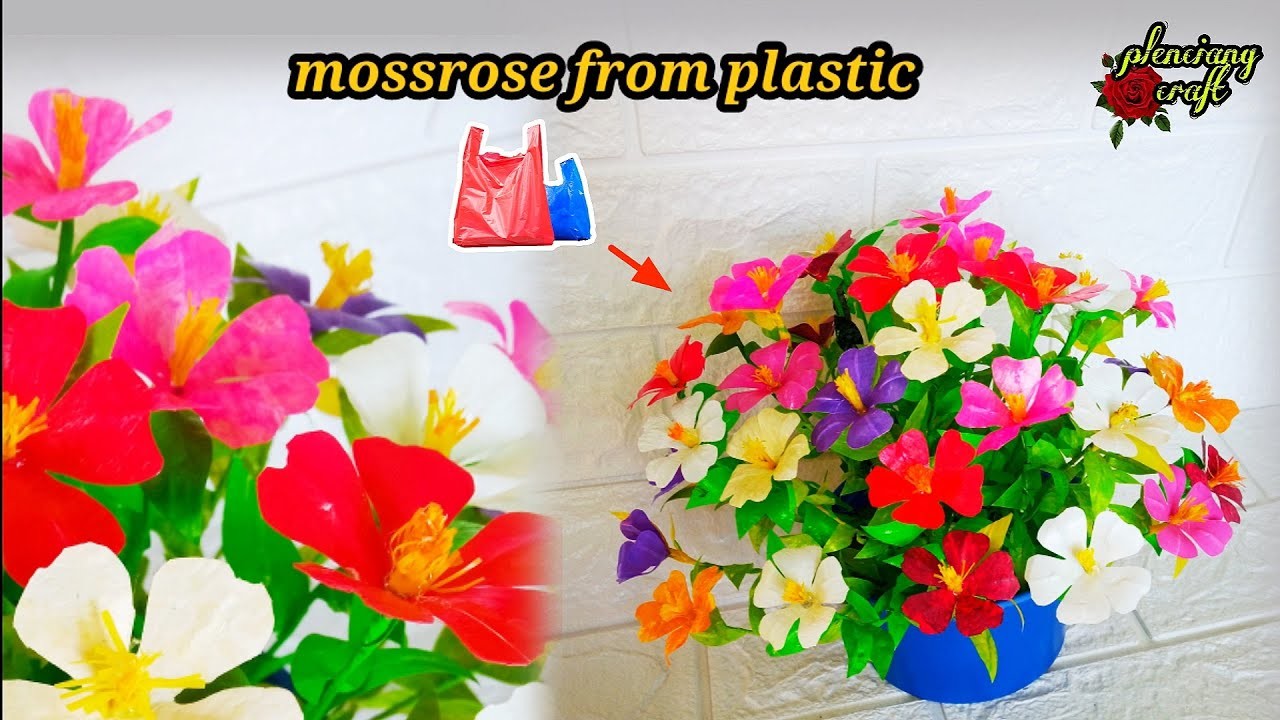 Bunga krokot kresek || mossrose flower craft
