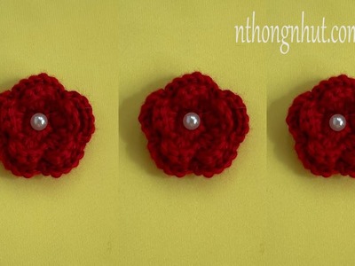 Crochet 3D flower tutorial  I Móc hoa len kiểu 3D I Mai Thanh handmade