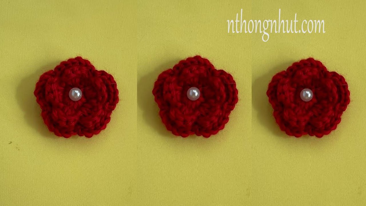 Crochet 3D flower tutorial  I Móc hoa len kiểu 3D I Mai Thanh handmade