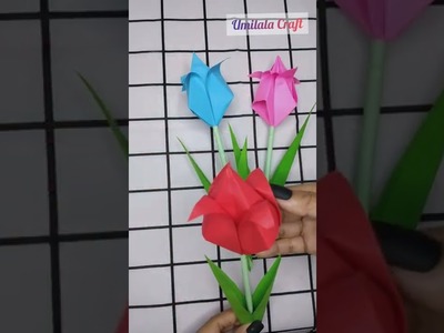 Origami Bunga Tulip 3D | Tulip Flower | DIY Bunga Tulip #origami #tulip #tulipflowers  #papercraft