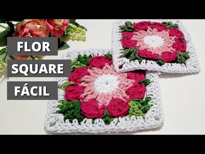 Flor de Croche-Square de crochê com FLOR fácil-Crochet Flower Granny Square