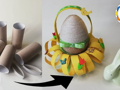 Koszyczek Wielkanocny z Papierowych Rolek.DIY Pomysł na Rękodzieło z Rolek