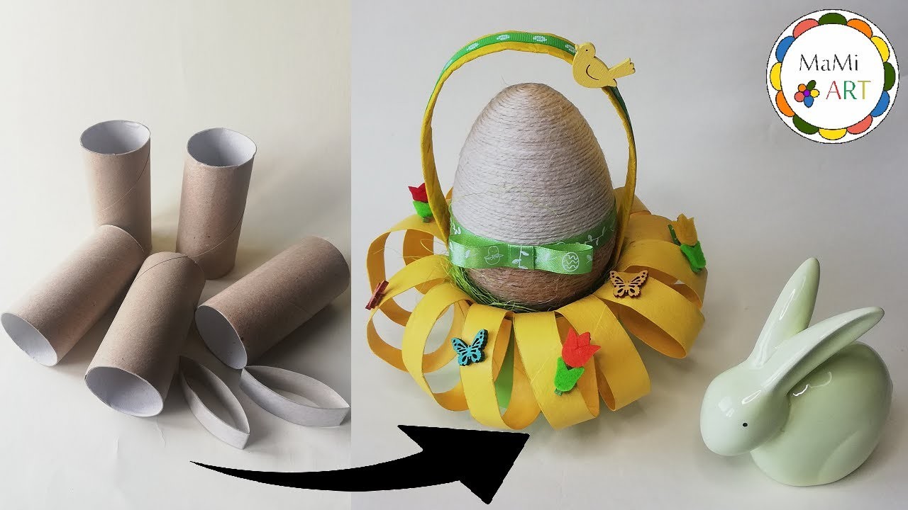 Koszyczek Wielkanocny z Papierowych Rolek.DIY Pomysł na Rękodzieło z Rolek