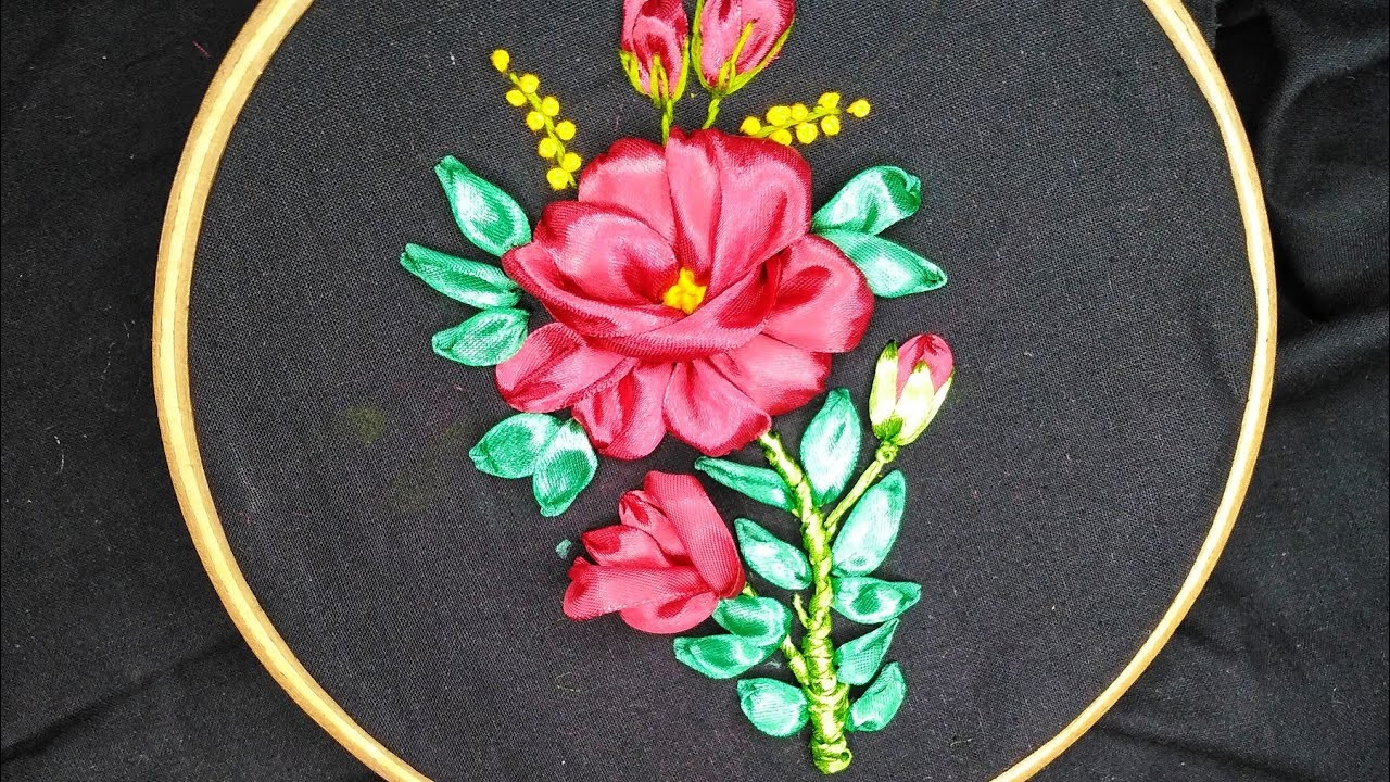 রিব্বন দিয়ে ফুল তৈরি | Ribbon Rose Design | EZY KAJ |