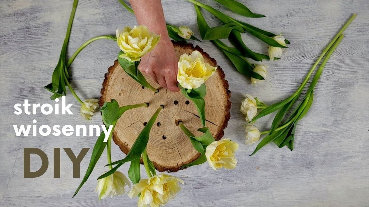 Wiosenny stroik na stół z tulipanów - dekoracje wielkanocne DIY