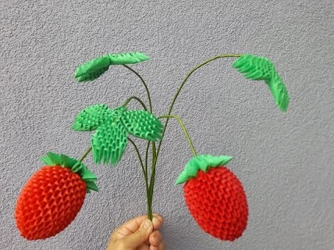 Origami modułowe 3D - Truskawka większy owoc (część II) Modular 3D origami - Bigger fruit strawberry