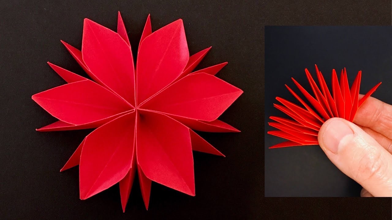 Origami Flower - Flor de origami fácil - 簡単な折り紙の花 - Easy Paper Flower Diy Crafts - Room Decorations