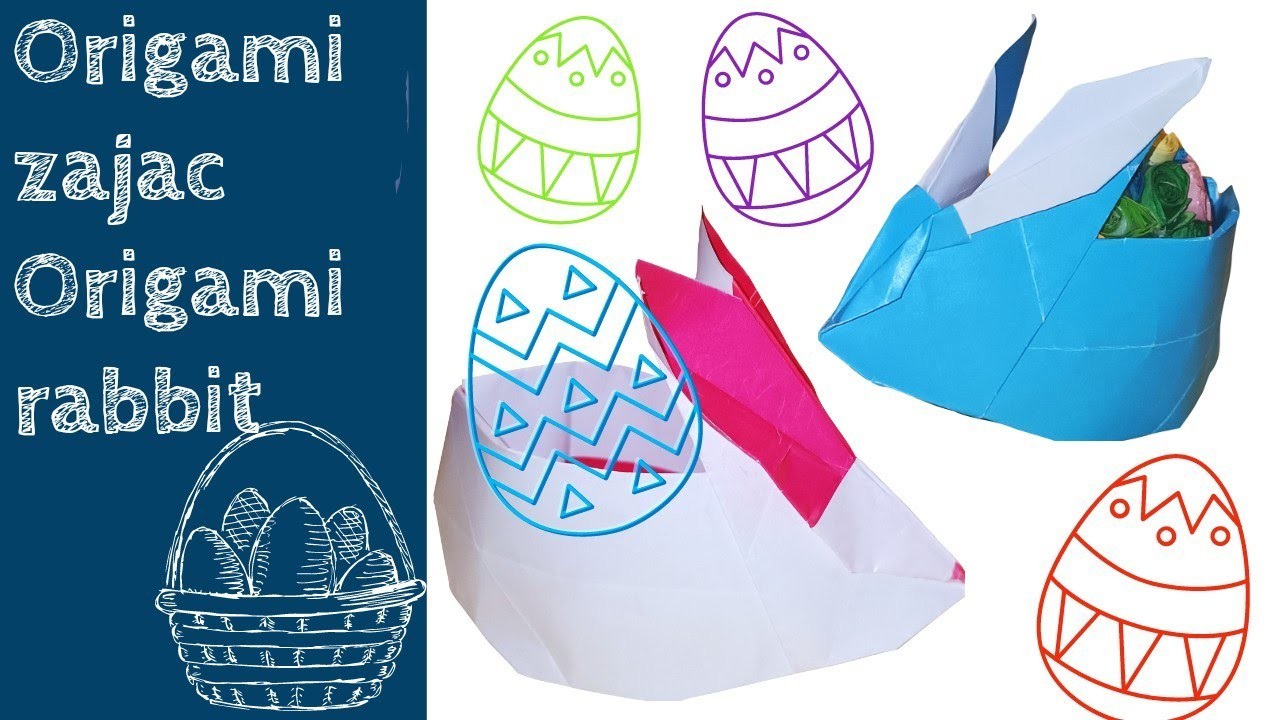 Origami zając wielkanocny - podstawka na jajko. Origami Easter Bunny - Egg Stand