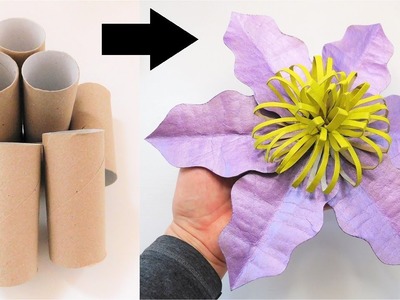 Ogromny Błyszczący Kwiat z Rolek po Papierze Toaletowym. Łatwe Kwiaty DIY z Papieru