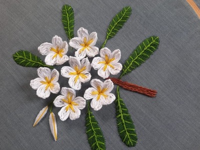 Plumeria Flower | 3D Hand Embroidery #चाफा #Frangipani  #Plumeria