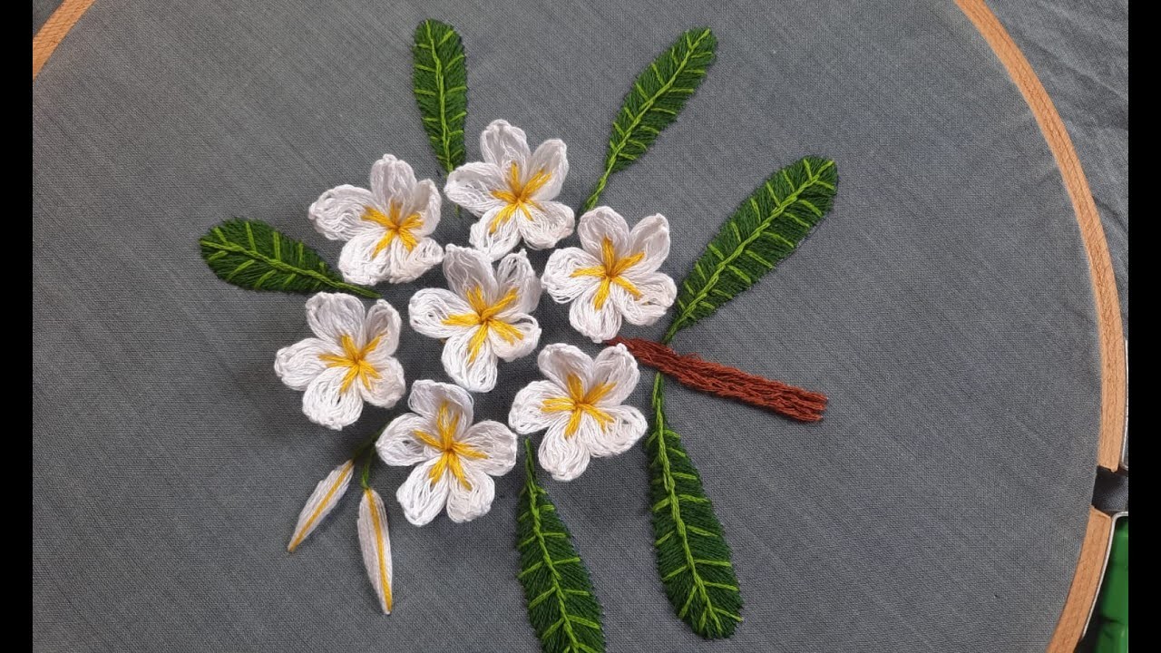 Plumeria Flower | 3D Hand Embroidery #चाफा #Frangipani  #Plumeria