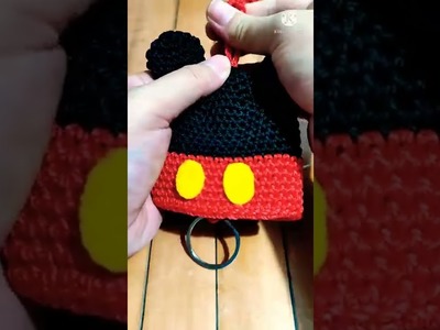 TIK TOK crochet keychan cover Mickey Mouse, rajut gantungan kunci #crochet #rajut #shorts #örgü #diy